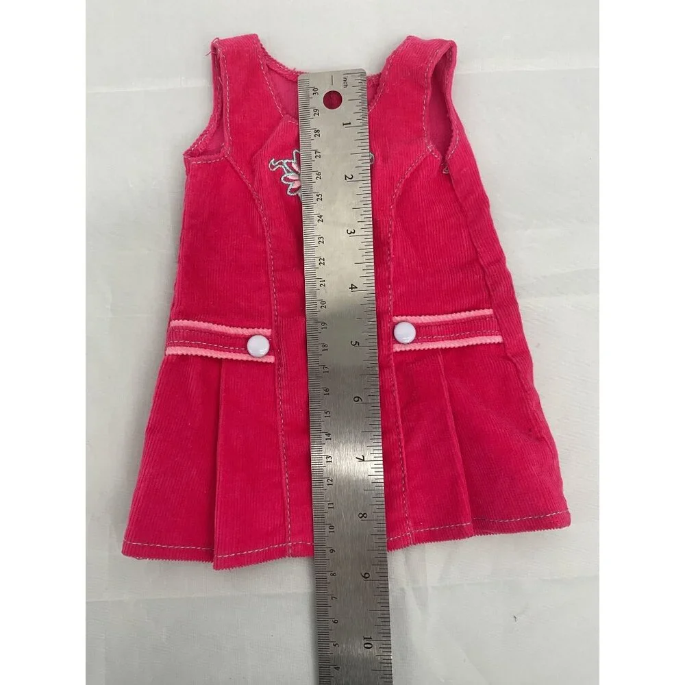 Pink Corduroy Doll Dress With Floral Embroidery & Button Accents By Battat
